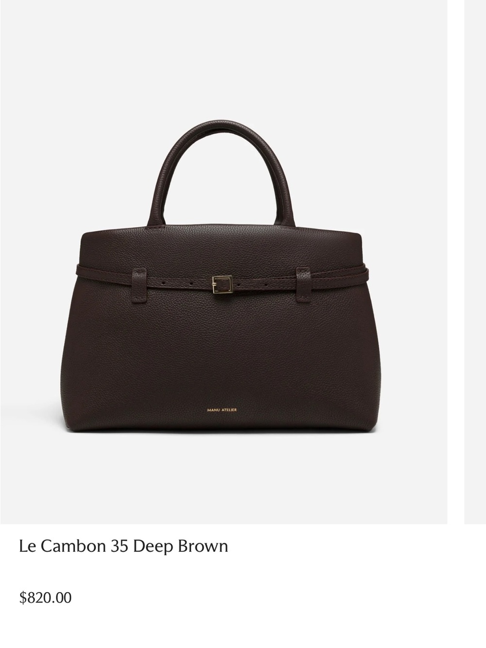 Manu Atelier Le Cambon 35 Deep Brown Leather Top-Handle Bag
